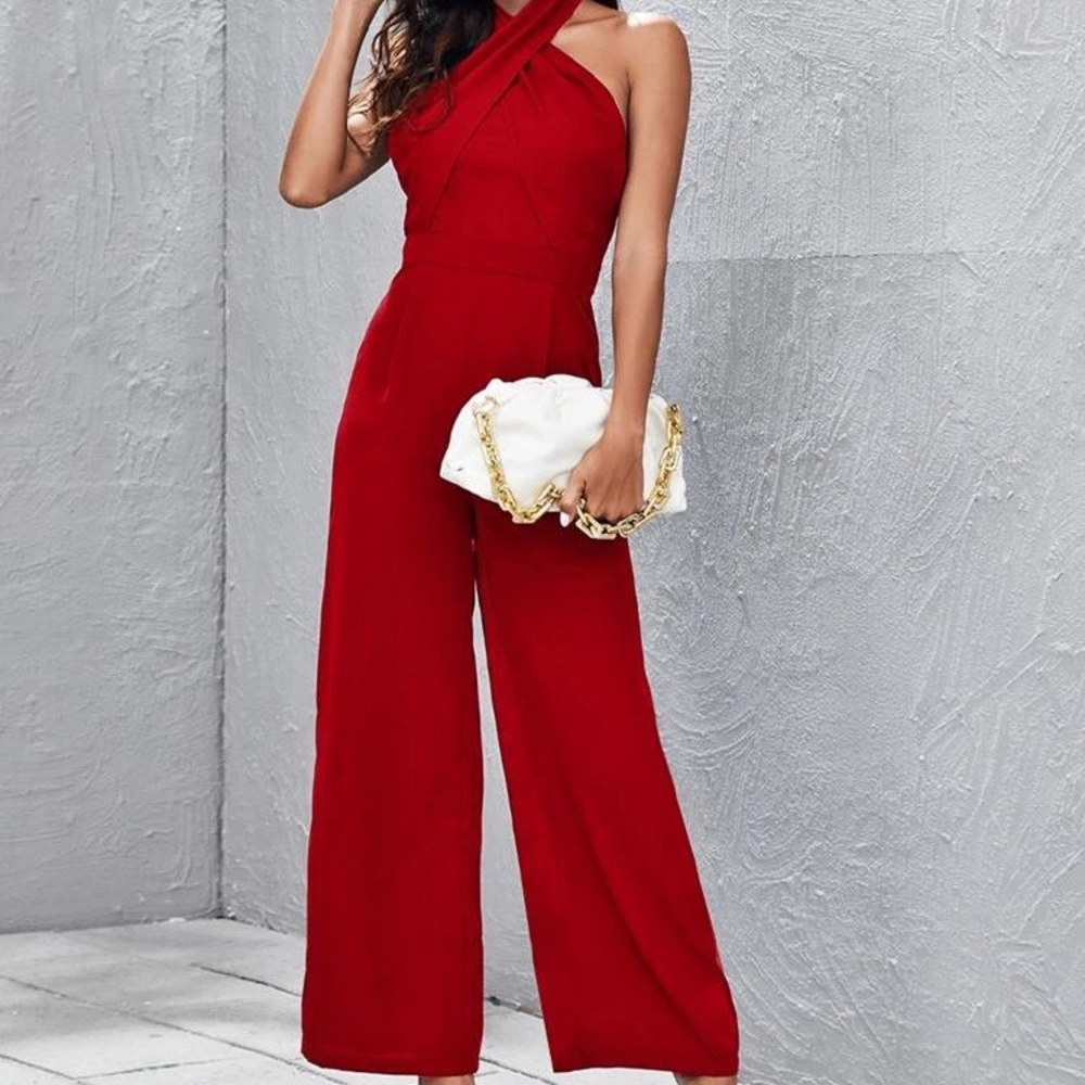 Red Halter Jumpsuit